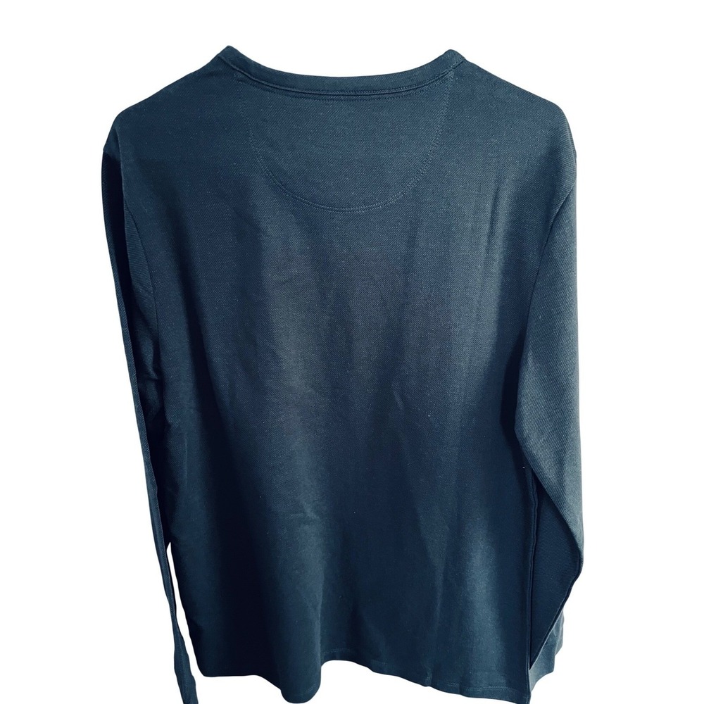 Marc Anthony Mens Slim Fit Long Sleeve Crew Neck Shirt‎ Navy Blue Cotton Bld NWT - Picture 2 of 4